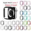 Funda de vidrio para Apple Watch Series 7 6 5 4 3 2 45 mm 41 mm 42 mm 38 mm PC dura HD Fundas protectoras de pantalla de parachoques templado iwatch 7 Cubiertas completas