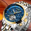 Relogio Masculino Lige Mens Klockor Top Märke Luxury Automatic Mechanical Watch Män Full Steel Business Vattentät Sport Klockor 220208