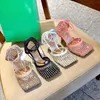 Designerklackar Dam högklackat SPARKLE STRETCH Sandaler Tofflor Mode Läder Rhinestone Mesh Sandal slides Designers Ladie WYPM# 2022 Toppkvalitet Klänning skor