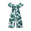 Toddler baby flicka prinsessan mode grönt blad utskrift romper kläder sommar ett stycken kläder barn kläder roupas menina g220217