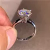 5.0ct婚約指輪女性14KホワイトゴールドメッキラボダイヤモンドスターリングシルバーウェディングSジュエリーボックスインクルード