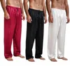 2019 Autumn Winter Mens Nightwear Sleepwear Bath Pajamas Satin Silk Long Lounge Pants Pyjamas popular loose pants high quality1