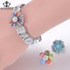 Charme pulseiras Royalbeier 5 pçs / lote est projeto 18mm Botão de encaixe pulseira de aço inoxidável amor flores encantos DIY para as mulheres sz0563