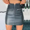 Skirts Women's High Waist Bodycon PU Leather Mini Skirt Lady Sexy Zipper Stretch Business Pencil Skirts1