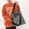 Shopping s Hot Sell New Zebra Pattern Casual Tote Large-capacity Canvas For Women Shoulder Ladies Shopper Bag Bolsa Mujer 220310