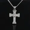 Full Diamond Cross Pendant Necklace Mens Gold Cuban Link Chain Necklace Iced Out Pendant Hip Hop Jewelry