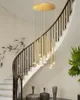 Moderne trap kroonluchter lichten nordic villa woonkamer hanglampen roterende trappenhuis goud / zwart led kroonluchter verlichting