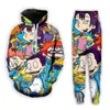 Nya män / kvinna tecknad Rugrats 90s roliga 3D-tryck Fashion Tracksuits Hip Hop Pants + Hoodies MH06