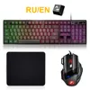 ألعاب لوحة المفاتيح والماوس لجهاز الكمبيوتر PC RGB الألعاب لوحة المفاتيح Laptop الإضاءة الخلفية Gamer Kit 104 Keycaps الروسية سلكية USB لوحة المفاتيح