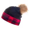 Frete Grátis Novo Inverno Gorro Pom Quente Chapéu de Lã Designer de Malha Xadrez Tab Chapéus Gorros de Moda Venda Quente