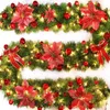 Dekorativa Blommor Kransar Ly 9ft Jul Garland Xmas Imperial Pine Fireplace Wreath Ornaments med / utan LED-lampor1