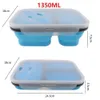 1100 ml silikon hopfällbar bärbar lunchlåda Stor kapacitetskål lunch Bento Box Folding Lunchbox Miljövänlig T200710