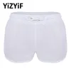 Calzoncillos de natación para hombre Suave Ver a través de traje de baño Hombres Traje de baño sexy Playa Boxer Shorts Natación Troncos Cordón Bragas ligeras1