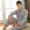 Thoshine Marque Printemps Automne Hiver Hommes 100% Coton Pyjama Ensembles de Sommeil Top Pantalon Homme Pijama Casual Accueil Vêtements de Nuit 201111