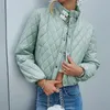 Kvinnors Jackor Lång Dam Jacka Kvinnor 2021 Vinter Single-Breasted Koreansk Cotton-Padded Casual Polded Blue Open-Collar Bomull