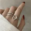 Minimalistische ovale O-vormige brief holle 925 sterling zilveren verstelbare ring voor vrouwen geometrische asymmetrische sieraden Whole12827