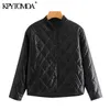 KPytomoa Women Fashion Faux Leather Loose Padded Jackla Coat Vintage Long Sleeve Pockets Female Outerwear Chic Tops Y201001