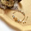 Natural Strawberry crystal ins Strawberry bracelet style hipster Internet celebrity style 14K gold and silver bag Moonlight stone bracelet Q