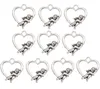 100Pcs/lot Antique Silver Plated Angel Wings Cupid Love Heart Charms Pendant Bracelets Necklace Jewelry Making Craft DIY 20x18mm