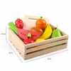 1 Pcs Sets Pretend Toy Wooden Kitchen Toys Cutting Fruit Vegetable Play Miniature Food Kids Wooden Baby Early Education Toy LJ201211