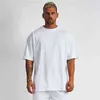 Solide T-shirt surdimensionné Hommes Bodybuilding et Fitness Tops Casual Lifestyle Gym Wear T-shirt Homme Loose Streetwear Hip-Hop Tshirt G1222