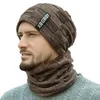 Höst vinter sammet varma stickade bib hattar beanie hattar ull män hattar utomhus ridning mode hatt 2-bitar