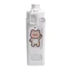 Kawaii Bear Water Bottle For Girls Cute Plastic School Gym Drinking With Straw Juice Bubble Tea Cups A Free 700/900ml 220217
