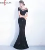 Yostingzs элегантные спинки длинные вечерние платья простые черные блестки вечернее платье LJ201124