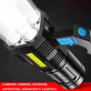 High Power Four-cell LED Flashlight USB Rechargeable Powerful COB Searchlight Camping Super Bright Spotlight Cycling Light 220209