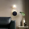 Nordic Eclipse Wall Lights Frosted Glass Lampshade Contemporary Minimalist Hotel Lobby Bedside Aisle Copper Home Sconces Lamp G4 led lamp