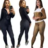 Giacche da donna cardigan manica lunga abiti 2 pezzi set da jogging tuta sportiva felpa collant tuta sportiva donna cerniera top pantaloni tuta klw4513