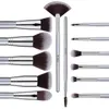 BSMALL 13 MAKAYUP BROSSE Set High Quality Synthetic Brush Silver Foundation Blooming Blush Loose Powder Makeup Brush Set265F8921831