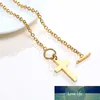 Toggle Locked Stainless Steel Gold Link Chain Women Cross Pendant Necklace Charm Gifts