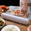 Andere keukenopslagorganisatie Zuignap Cling Cling Film Cutter Verstelbare Cursies Films Snijkast Plastic Wrap Dispenser met Slide Cutter en Sucker ZL0644