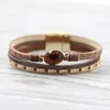 Tennis Strathspey Koffie Bruin Armband Voor Vrouwen Kristal Kralen Lederen Armbanden Multilater Natuursteen 20211