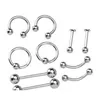 316L Stainless Steel Navel Tongue Lip Nails Nose Screws Nipple Ear Eyebrow Rings & Studs Multipurpose Body Piercing Jewelry Mixed Mkn1E