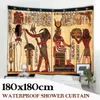 Ethnic Tapestry Ancient Egypt Printed Bathroom Shower Curtains Pedestal Rug Lid Toilet Cover Bath Mat Set Bath Waterproof Carpet T200711