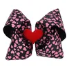 Fiocchi per capelli per bambini da 7 pollici con clip Nastro in grosgrain Forcine a cuore Regalo di San Valentino Accessori per capelli Copricapo per bambini Clip per capelli per ragazza M3128