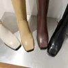 Hot Sale Taoffen Size 33-43 Real Leather Women Knee Boots Thick High Heel Square Toe Zipper Shoes Warm Boots Women Party Fashion Footwear