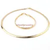 Women 6mm Collar Choker Necklace Bangle Bracelet Jewelry Set Gold Stainless Steel Snake Chain Necklace Bracelet 201222