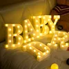 3D LED Night Lamp 26 Letters White LEDs Nights Lights Marquee Sign Alphabet Lamps For Birthday Wedding Party Bedroom Wall Hanging Decor S025M