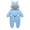 Ours mignon bébé hiver capuche barboteuse épais coton chaud tenue nouveau-né combinaison salopette Snowsuit enfants garçon vêtements fille manteau LJ201125