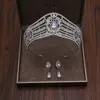 Krone Halskette Ohrring Sets High-End Braut Headstücke Hochzeitsgruppe Zubehör Designer Diamant Court Queen Grand Crown Prom Birthday Pageant Kleid Schmuck Boxe