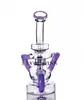 Purple Triple Glass Water Bongs For Smoking Hookahs Water Pipes Shisha Birdcage Perc Oil Dab Rigs With 14MM Male Joint Bowl Quartz Banger