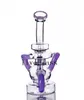 Paars Triple Glass Water Bongs voor Roken Hookahs Water Pijpen Shisha Birdcage Perc Olie DAB Rigs met 14mm Mannelijke Joint Bowl Quartz Banger