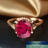 18K Rose Gold Pure Red Ruby Ring för Kvinnor Klipp Röd Ädelsten Tourmaline Diamond Ringar S925 Smycken Party Wedding Ring