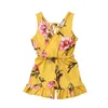 Jumpsuits Whole Kids Baby Girl Summer Floral Romper Dziewczyna dziewczyna na plaży Ubrania bez rękawów Kwiaty Vneck Jumpsuit 16y2433379