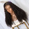 Ombre Kinky Curly Wigs Pre Plucked 13x4 Lace Front Wig Remy Brazilian 1B / 99 Red Short Human Hair 150% Täthet