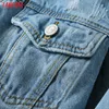 Tangada Moda Mulheres Azul Denim Jeans Jaquetas 2020 Streetwear Bolso Casual Bolsos Casaco Senhoras Curto Estilo Tops LJ200825