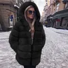 2021 Vinter tjock varm faux päls kappa kvinnor plus storlek hooded långärmad faux päls jacka lyx vinter bontjas furry womens coat1